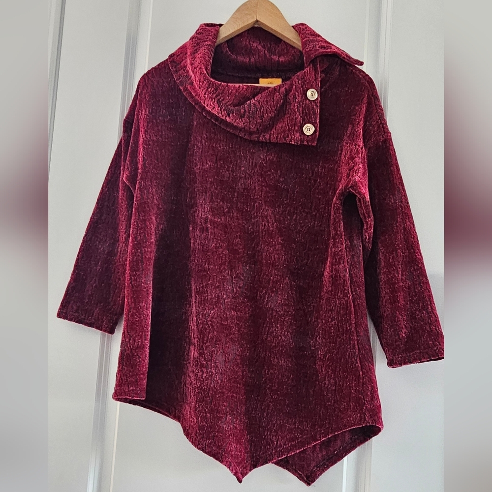 Ruby Rd. Split Cowl Neck Chenille Jacquard Knit T… - image 2